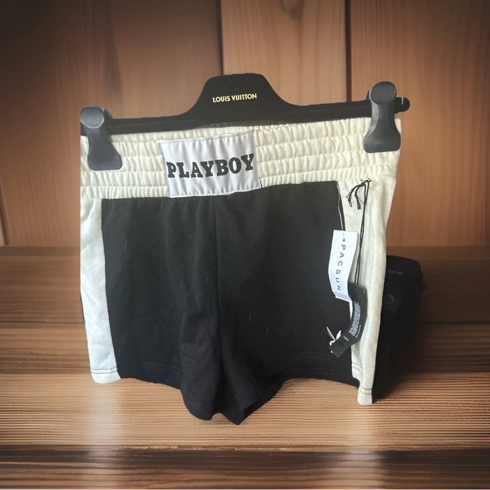 Classic PLAYBOY Black and Cream Women's Shorts NWT S